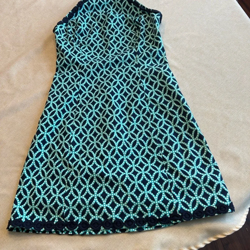crown & ivy Black and Mint Geometric print dress knee length Size 2 feminine - Picture 7 of 8